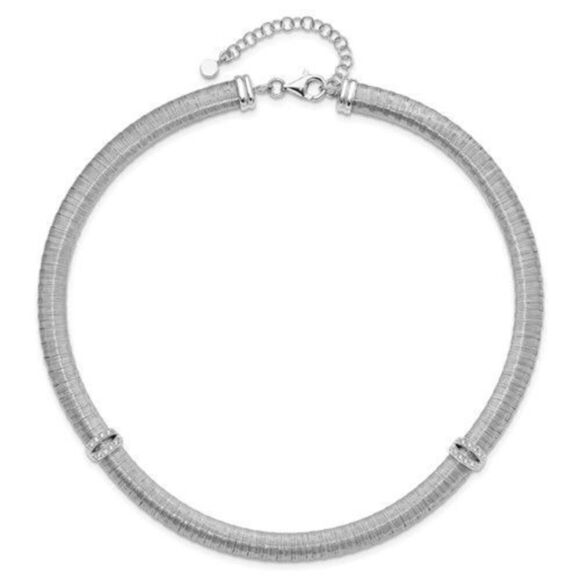 New Sterling Silver CZ Station Necklace - Picture 2 of 4